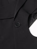 Solid Hollow Out Casual Irregular Blazers For Women Notched Collar Long Sleeve Spliced Button Temperament Blazer Female New