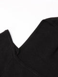 Solid Hollow Out Pullover Sweater For Women Diagonal Collar Long Sleeve Irregular Hem Slimming Sweater Female New