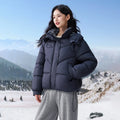 Casual Hooded Puffer Jacket Women Plaid Lining Drawstring Collar Quilted Warm Padded Elastic Cuff Coat Winter Oute Street Wear