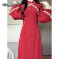 Olive Girl Red Embroidered Qipao for Ren Faire 2026 Garden Wedding Fairycore Photoshoot Everyday Wear S-XXL XS-3XL Plus Size Embroidered Romantic Garden Party Editorial Not Costume Qipao Cheongsam Chinese Dress Chinese Heritage Fashion Women