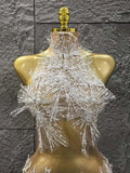 Glamorous Mesh See Through Pearl Lace Party Mini Dress Celebrate Birthday Photo Shoot Wear Performance Stage Costume