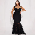Black Color Women Sleeveless Sexy Square Collar Bodycon Mermaid Gowns Dress Bandage Fashion Evening Party Prom Outfit Vestidos