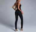 High Quality Sexy Black Halter Sleeveless Bodycom Bandage Jumpsuit Fashion Woman Evening Party Nightclub Performance Costumes