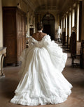 White Off the Shoulder Customized Wedding Party Detachable Sleeves Zip Back Bridal Gown Chic A-Line Wedding Gowns 2026