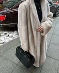 Luxury Faux Fur Maxi Coat Chic Women Open Front Stand‑collar Long Sleeve Oversized Outerwear Winter Autumn New Warm Fashion 2026