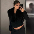 Elegant Faux Fur Coats Women's Warm Puffy Slim Long-Sleeve Collared Cardigan Winter Fashion High-Street Women Outwear
