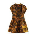 Hit Color Printing Slimming Mini Dresses for Women O Neck Short Sleeve High Waist Temperament Dress Female