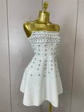 Sexy Sleeveless A Line Bandage Mini Dress Women Luxury Diamonds Birthday Party Gowns Evening Celebrity Club Show Wear Vestido