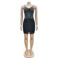 Mesh Sexy Dress Rhinestone Sleeveless Elastic Bodycon Trend Birthday Midnight Party Outfits Luxury Shiny Dress Vestidos