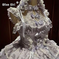 Olivegirl Lolita Dress Sexy Elegant Girl Women's Sweet Purple Lace Bowknot Jsk Dress Halterneck Princess Lolita Puffy Dresses