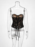 One Shoulder Spaghetti Strap Corset Bustier Camisole Top Women Lace Sleeveless Backless Sexy Y2K Party Club Summer Cami