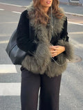 Retro Faux Fur Women Jackets Lapel Long Sleeve Chic Loose Jacket for Street Casual Outing Wear Fashion Autumn New