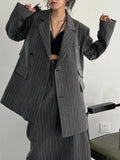 Temperament Two Piece Sets For Women Notched Collar Long Sleeve Spliced Button Blazer Straight Skirts Female New