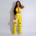 Women Set Sleeveless Strapless Tops +Wide Leg Pants Two 2 Piece Set Hole Hollow Out Outfit Summer Sexy Street Tracksuit