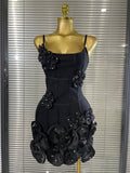 5 Colors Women Sexy Strap O-Neck Shining Flowers Bodycon Mini Bandage Dress Birthday Photoshoot Celebrate Cocktail Outfit