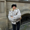 Chic Street Girls Gradient Faux Fur Jacket Women Winter 2026 Fashion Fluffy Fox Fur Coat Female Luxury Outerwear