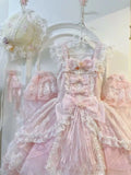 New Girls Birthday Lolita Dress 2026 Spring Summer Women's Tube Top Satin Bowknot Slim Pettiskirt Short Mini Party Dress