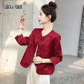 Olive Girl Red Embroidered Embroidered Jacket for Ren Faire 2026 Garden Wedding Fairycore Photoshoot Everyday Wear M-XXL XS-3XL Plus Size Hand Embroidered Romantic Garden Party Editorial Not Costume Chinese Heritage Fashion Women