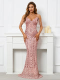 2025 Sequin Long Strap Evening Dress Party Etiquette Celebration Robe Dress Sleeveless V-neck Robe Sexy Gowns Maxi Dress