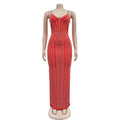 Sexy Maxi Rhinestone Sequin Dress Women Summer Straps Backless Party Vestido Female Wedding Gown Evening Night Dresses