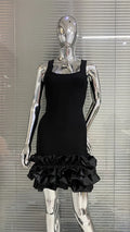 Playful 3D Bud Skirt Hem Low-cut Vest Dress Women Socialite Party Banquet Bandage Stage Performance Gown Designer Luxury Dresses
