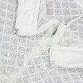 Elegant Beaded pearls blazer pants set Suits women flower white slim blazer +Sexy Mesh See Through sequin Trousers two-piece set