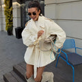 Women's Double Breasted Trench Coat Lapel Waist-Cinching Lace Up Mid Length Windbreaker Jacket Autumn Casual Street Coat
