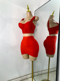 Women Sexy Knitted Mini Bodycon Top Bandage Skirt Two Piece Sets 2025 Celebrity High Street Night Club Birthday Party Outfits