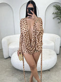 Summer Polka Dot Print Dress Woman Sexy Swing Collar Backless Batwing Sleeve Tassel Clubwear Party Midnight Bodycon