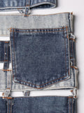 Slimming Sexy Irregualar Skirt For Women High Waist Holloe Out Patchwork Buttons Temperament Denim Skirts Female