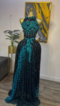 Fall Women O-neck Sleeveless Print Mermaid Maxi Dress Evening Birthday Beach Sexy Night Party Long Dresses