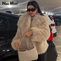 Chic Ins Blogger Brand Fashion Fake Fox Fur Jacket Coat Women 2026 Winter Luxury Design Big Collar Fur Coats Cool Girls Overcoat