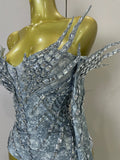 Sexy Sparkly Rhinestone Performance Dancer Stage Bodysuit With Gloves Women Birthday Party Nightclub Bar Dancer Photoshoot Wear