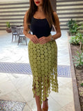 Solid Minimalist Casual Skirt For Women High Waist Patchwork Zipper Irregular Hollow Out Skirts Female Fashion New