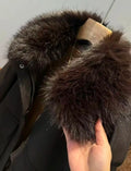 Original for Autumn/winter Women's Collection, A Detachable Wool-neck Jacket with A Fleece Leather Effect Can Be Worn
