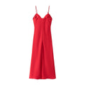 Solid Slimming Spliced Folds Dresses for Women V Neck Sleeveless High Waist Minimlist Suspender Dress Female