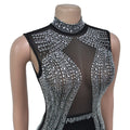 Luxury Woman Evening Party Dress Celebrities Outfits Gown Elegant Mesh Patchwork Rhinestone Birthday Dresses Clubwear