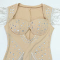 Women Sleeveless Diamonds Hot Rhinestones Tassel Mini Dress Sexy Evening Night Club Party Dresses Birthday Outfits Vestidos