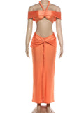 Braid New Trend 2 Piece Set Women Beach Y2K Sexy Crop Tops+Patchwork Wrap Skirt Party Elegant Vacation Slim Clubwear
