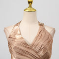 Solid Evening Spliced Folds Dress for Women Halter Sleeveless High Waist Pachwork See Through Backless Maxi Dresses Female