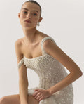 Customized White Mermaid Wedding Dresses Elegant Square Collar Sleeveless Bridal Gowns Zip Back Court Train Wedding Gowns