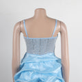Sexy Rhinestone Bodycon Ruched Puff Suspenders Dresses Women Sheer Mesh Birthday Party Night Clubwear Summer Dresses Robes