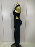 Sexy Hollow Out Sleeveless 3D Flower Red Bodycon Long Bandage Dress Women Evening Party Birthday Elegant Wedding Guest Clothing
