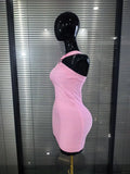 Rosered Black Women Sexy Halter Off the Shoulder Bodycon Mini Bandage Dress Nightclub Party Celebrate Birthday Cocktail Outfit