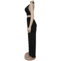 Metal Hole Sexy Outfits Women Sexy Crop Top and Matching Legging Set Two-Piece Pants Set Birthday Night Club Skinny Suits