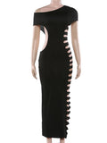 Sexy Hollow Maxi Summer Dress Women Black White Night Club Birthday Dress For Woman Long Bodycon Party Evening Dresses Vestidos