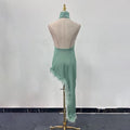 Solid Slim Backless Dresses For Women Round Neck Sleeveless High Waist Spliced Feather Irregular Dress Female New