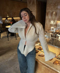 Autumn Knit Cardigan Women's New Vintage Hollow Out Long-Sleeved Sweater 2026 Casual Streetwear White Knit Top Female
