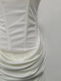 Sexy Solid Color Mini Dress for Women Round Neck Sleeveless High Waist Spliced Folds Bodycon Party Dresses Female