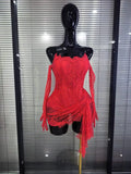 Red White Women Sexy Strapless Lace Bodycon Mini Dress With Gloves Celebrate Nightclub Party Birthday Photoshoot Wear